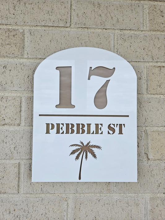 Arch Palm House Number Plaque